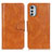 Leather Case Stands Flip Cover Holder M09L for Motorola Moto E32 Brown