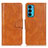 Leather Case Stands Flip Cover Holder M09L for Motorola Moto Edge 20 5G Brown