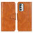 Leather Case Stands Flip Cover Holder M09L for Motorola Moto G Stylus (2022) 5G Brown