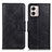 Leather Case Stands Flip Cover Holder M09L for Motorola Moto G53 5G Black