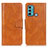 Leather Case Stands Flip Cover Holder M09L for Motorola Moto G60 Brown