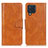 Leather Case Stands Flip Cover Holder M09L for Samsung Galaxy M32 4G Brown