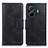 Leather Case Stands Flip Cover Holder M09L for Vivo iQOO Z6 Pro 5G Black