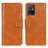 Leather Case Stands Flip Cover Holder M09L for Vivo T1 5G India Brown