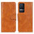 Leather Case Stands Flip Cover Holder M09L for Xiaomi Redmi K50 5G Brown