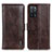 Leather Case Stands Flip Cover Holder M11L for Oppo A53s 5G Brown