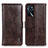 Leather Case Stands Flip Cover Holder M11L for Oppo A54s Brown