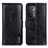 Leather Case Stands Flip Cover Holder M11L for Oppo A74 5G Black