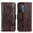 Leather Case Stands Flip Cover Holder M11L for Oppo A93 5G Brown