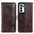 Leather Case Stands Flip Cover Holder M11L for Oppo Reno6 Pro 5G India Brown