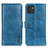 Leather Case Stands Flip Cover Holder M11L for Samsung Galaxy A03 Blue