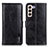 Leather Case Stands Flip Cover Holder M11L for Samsung Galaxy S21 FE 5G Black