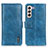Leather Case Stands Flip Cover Holder M11L for Samsung Galaxy S21 FE 5G Blue