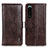 Leather Case Stands Flip Cover Holder M11L for Sony Xperia 5 III Brown