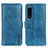 Leather Case Stands Flip Cover Holder M11L for Sony Xperia 5 III SO-53B Blue