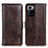 Leather Case Stands Flip Cover Holder M11L for Xiaomi Redmi Note 10 Pro 5G Brown