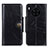 Leather Case Stands Flip Cover Holder M12L for Huawei Honor 50 Lite Black