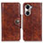 Leather Case Stands Flip Cover Holder M12L for Huawei Honor 60 5G Brown