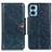 Leather Case Stands Flip Cover Holder M12L for Motorola Moto E22 Blue