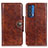 Leather Case Stands Flip Cover Holder M12L for Motorola Moto Edge (2021) 5G Brown