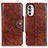 Leather Case Stands Flip Cover Holder M12L for Motorola Moto Edge (2022) 5G Brown