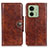 Leather Case Stands Flip Cover Holder M12L for Motorola Moto Edge (2023) 5G Brown