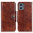 Leather Case Stands Flip Cover Holder M12L for Motorola Moto G 5G (2023) Brown