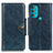 Leather Case Stands Flip Cover Holder M12L for Motorola Moto G71 5G Blue