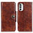 Leather Case Stands Flip Cover Holder M12L for Motorola Moto G71s 5G Brown