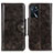 Leather Case Stands Flip Cover Holder M12L for Oppo A54s Brown