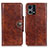 Leather Case Stands Flip Cover Holder M12L for Oppo F21 Pro 4G Brown