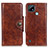 Leather Case Stands Flip Cover Holder M12L for Realme C21 Brown