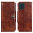 Leather Case Stands Flip Cover Holder M12L for Samsung Galaxy M32 4G Brown