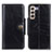 Leather Case Stands Flip Cover Holder M12L for Samsung Galaxy S21 FE 5G Black