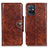 Leather Case Stands Flip Cover Holder M12L for Vivo Y33e 5G Brown