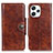 Leather Case Stands Flip Cover Holder M12L for Xiaomi Redmi 12 4G Brown