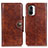 Leather Case Stands Flip Cover Holder M12L for Xiaomi Redmi K40 5G Brown