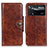 Leather Case Stands Flip Cover Holder M12L for Xiaomi Redmi Note 11E Pro 5G Brown