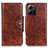 Leather Case Stands Flip Cover Holder M12L for Xiaomi Redmi Note 12 4G Brown