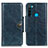 Leather Case Stands Flip Cover Holder M12L for Xiaomi Redmi Note 8 (2021) Blue