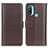 Leather Case Stands Flip Cover Holder M13L for Motorola Moto E30 Brown