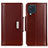 Leather Case Stands Flip Cover Holder M13L for Samsung Galaxy M32 4G Brown