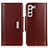 Leather Case Stands Flip Cover Holder M13L for Samsung Galaxy S23 5G Brown