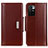 Leather Case Stands Flip Cover Holder M13L for Xiaomi Redmi 10 4G Brown