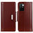 Leather Case Stands Flip Cover Holder M13L for Xiaomi Redmi Note 11 4G (2021) Brown