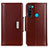 Leather Case Stands Flip Cover Holder M13L for Xiaomi Redmi Note 8 (2021) Brown