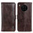 Leather Case Stands Flip Cover Holder M14L for Huawei Honor 50 Lite Brown