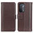 Leather Case Stands Flip Cover Holder M14L for Oppo A54 5G Brown