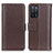 Leather Case Stands Flip Cover Holder M14L for Oppo A55 5G Brown