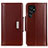 Leather Case Stands Flip Cover Holder M14L for Samsung Galaxy S22 Ultra 5G Brown